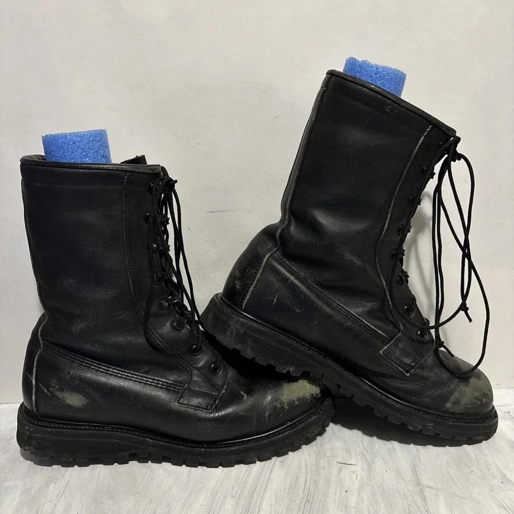 Unbranded Black Leather Combat Boots Vibram Sole Tactical Mens 8.5 XW